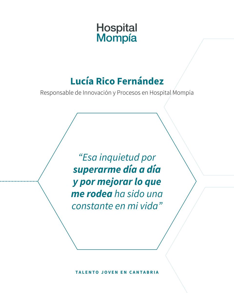 Una forma de entender la innovación basada en el compromiso​.
Para nuestra compañera Lucía Rico, responsable de Innovación y Procesos de Hospital Mompía, avanzar significa esforzarse y aprender de forma constante.. ​
Descubre su testimonio: hospitalmompia.com/-/talento-jove…