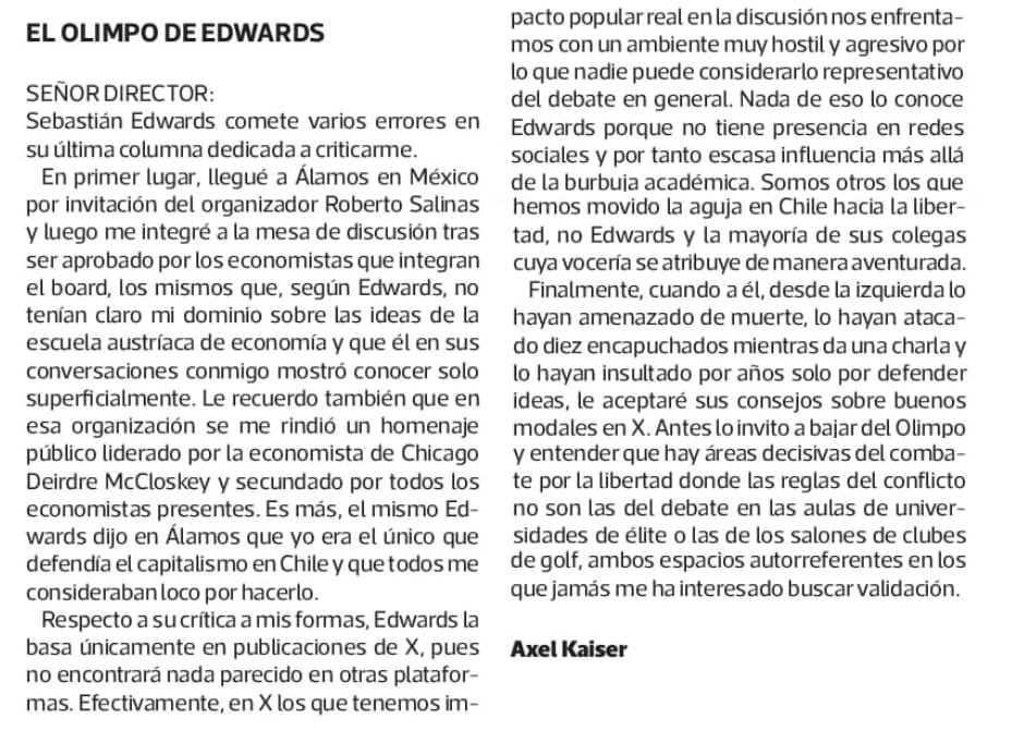 AXELKAISER's tweet image. Mi respuesta de hoy a Sebastián Edwards, simpatizante de Bachelet 2.