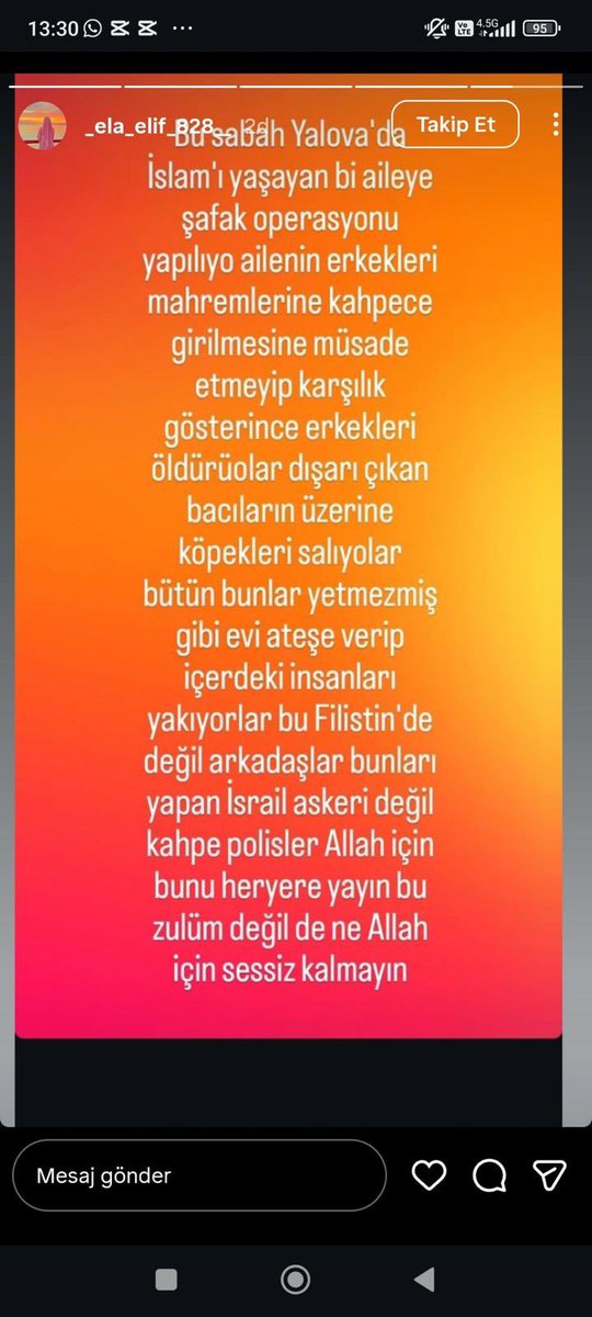 IŞİD'li terörist Zafer Umutlu'nun paylaşımını beğenen bir şahısın, üç polisimizin şehit olduğu operasyon hakkındaki paylaşımı.

Özbeöz orul orul orospu çocuğu seni