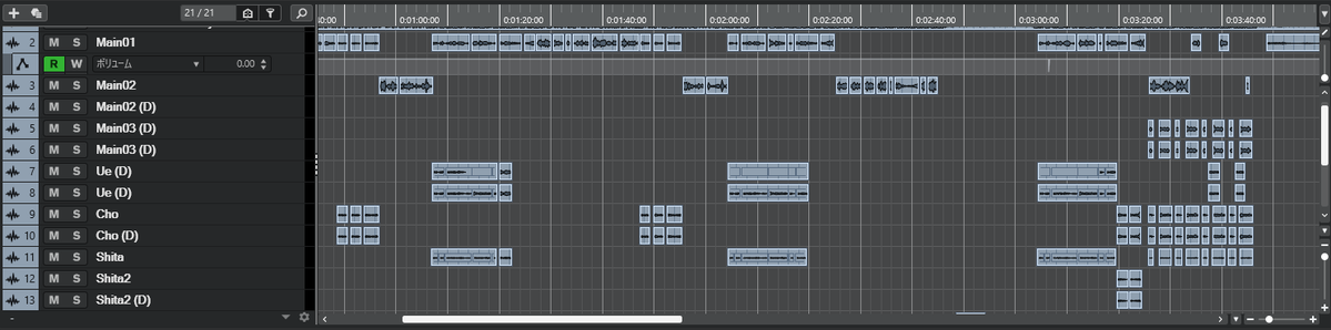 トラックが増えて音が整い始めてきました。
もうコーラス増やさなくていいかな…？