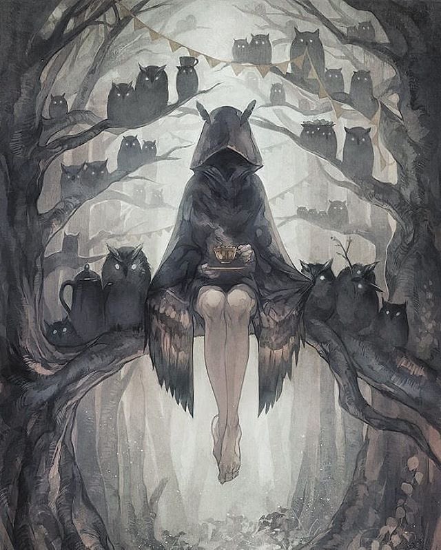 Happy #OwlishMonday, Dear Friends!✨

Anyone fancy a cup of tea?

🎨 “Tea Party” by Yoshioka