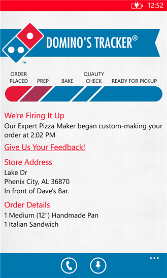 This was how the Domino's app used to look like back in the day after you placed an order btw. So clean! #WindowsPhone #UIDesign