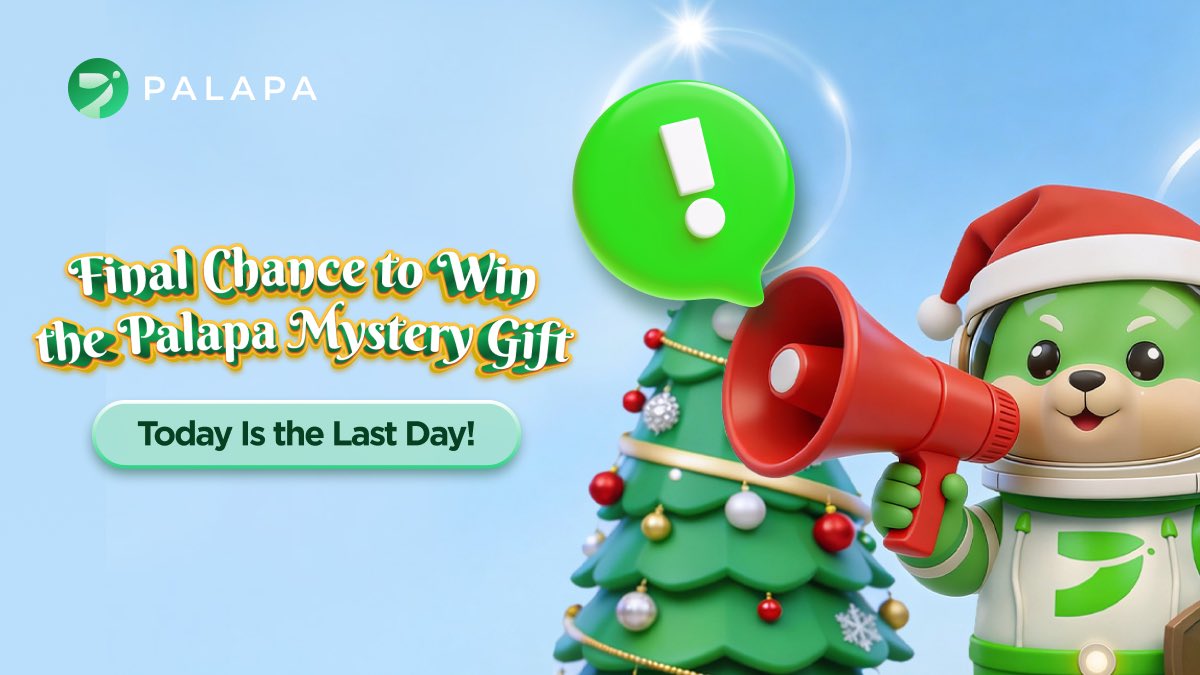 🎄 PALAPA CHRISTMAS MYSTERY GIFT – LAST DAY!

🎁 LAST DAY!
Hari terakhir Palapa Christmas Mystery Gift 🎄

Ikut sekarang &amp; tebak Mystery Gift Palapa sebelum event berakhir hari ini!

📌 Detail lengkap: instagram.com/p/DSmWhEuk5cl/…

#PALAPA #PLPA #ChristmasMysteryGift