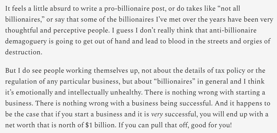 mattyglesias's tweet image. First, they came for the billionaires... 

It's time to take a bold stand in defense of America's oft-maligned billionaire class.

slowboring.com/p/lets-all-pra…