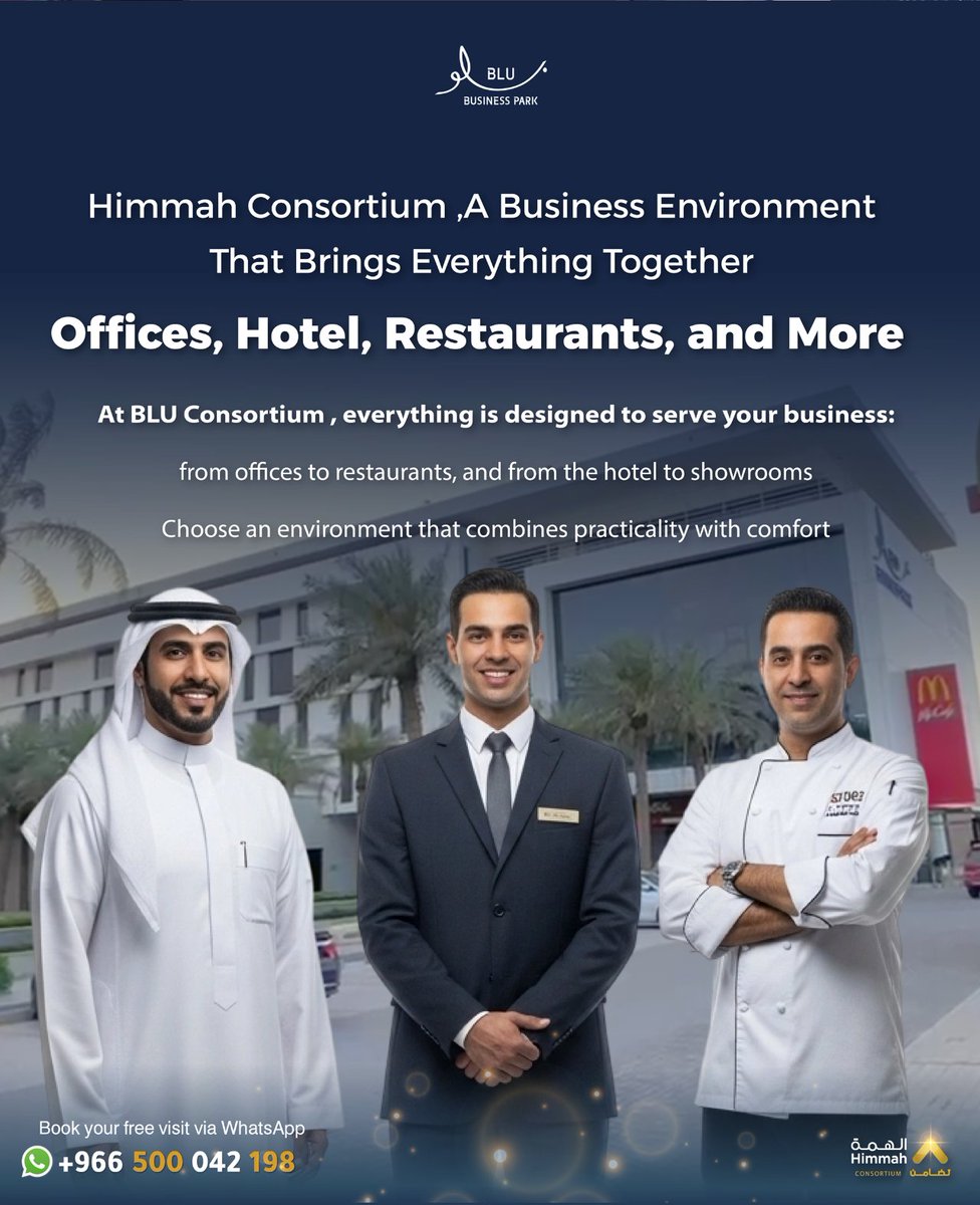 📍 BLU Himmah Consortium   Work 🏢, Stay 🏨, Dine 🍽️, Showcase 🖼️ — all in one place for a seamless business lifestyle.
#BLUConsortium #HimmahConsortium #BLUBusinessPark #BusinessLifestyle #WorkSmart