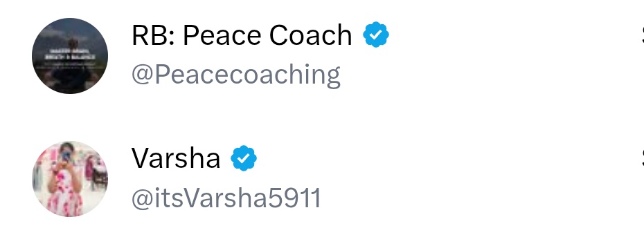 Today’s subscriber shoutouts :

1️⃣ <a href="/itsVarsha5911/">Varsha</a> 

2️⃣ <a href="/Peacecoaching/">RB: Peace Coach</a> 

Thank you Varsha and Peace Coach for the support 😊 

Check them out if you’re looking to make some good connections 🌻❤️