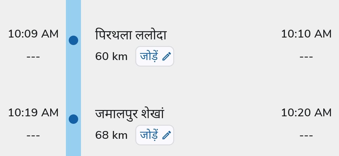<a href="/RailMinIndia/">Ministry of Railways</a> <a href="/drm_umb/">UMB Division NR</a> पिरथला ललोदा और जमालपुर शेखां स्टेशन के बीच 8 नबर से  10 नबर फाटक तक सड़क रेलवे जमीन मे बनी हुई है जिसकी हालात बिलकुल ही खसत है सर्दी होने के कारण हादसा होने का डर रहता है कृपया करके सड़क को ठीक किया जाए या गड्ढे भर जाए धन्यवाद