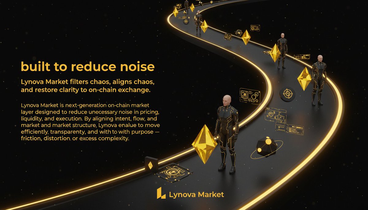 LynovaMarket's tweet photo. Lynova Market is built to reduce noise, so value can move without distortion. A cleaner path means sharper decisions, smoother trades, and a market that speaks truth instead of chaos. https://t.co/8dfLJksIJh