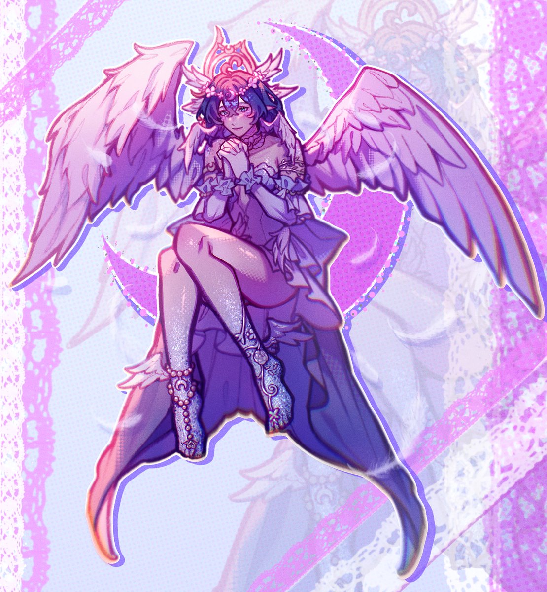 phainonlie's tweet image. “When the gentle light (gaze) of the moon falls upon you.”

🎨 @/emeys__