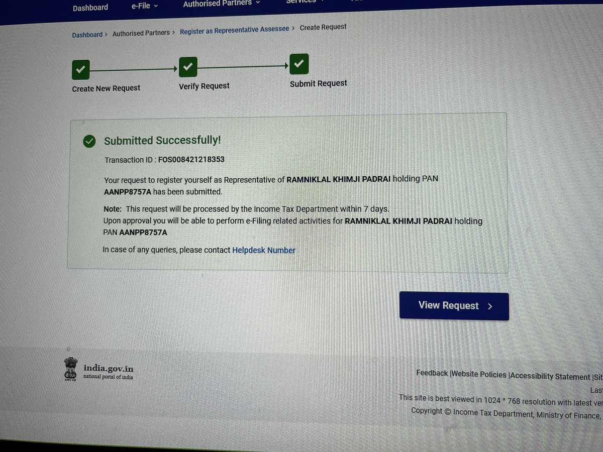 JSonaghela's tweet photo. @IncomeTaxIndia  made an application for adding authorised representative in the case of deceased person. Kindly approve as early as possible so that we can timely file income tax return. https://t.co/8CgNTgqwOE