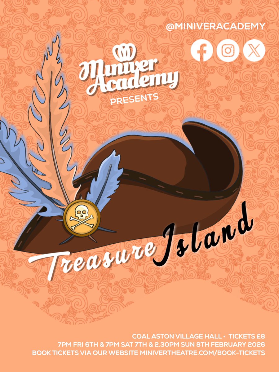 Tickets are available for Treasure Island 🏴‍☠️

Jim, Bess, and Dot are setting sail on an adventure to find buried treasure, but they are not the only ones after the gold. 

🗓️ 7pm Fri 6th, 7pm Sat 7th, 2.30pm Sun 8th Feb

🎟️ minivertheatre.com/treasure-islan…
📍 Coal Aston Village Hall