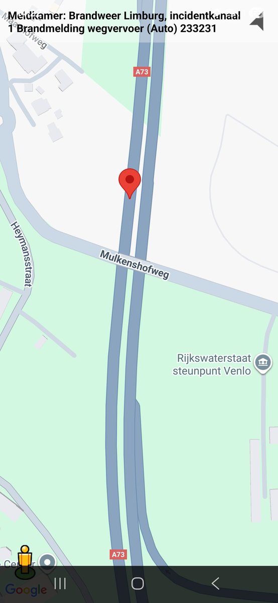 Brandmelding wegvervoer op A73