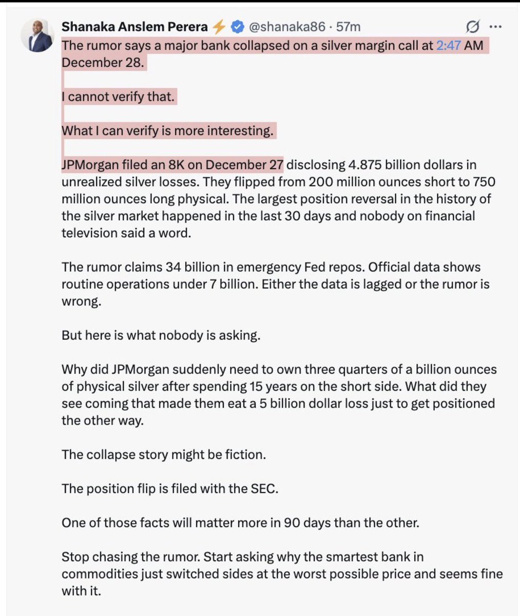 dampedspring's tweet image. $JPM did not file an 8K about silver losses.  Please do not follow this fucking idiot and even more so please to not dm this fucking idiots tweets to me
