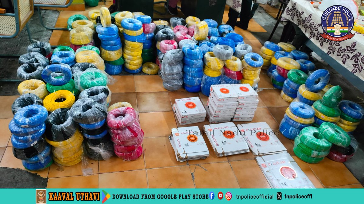 tnpoliceoffl's tweet photo. Intellectual Property Rights Enforcement Cell, Chennai. Rs. 5,01,420 worth fake Polycab Electrical Wire were seized and one accused was arrested.
https://t.co/u3ZZkxEDFv
#PressNote #Arrested #IPREC #TamilNaduPolice #TNpolice https://t.co/yCh8yEk2ny