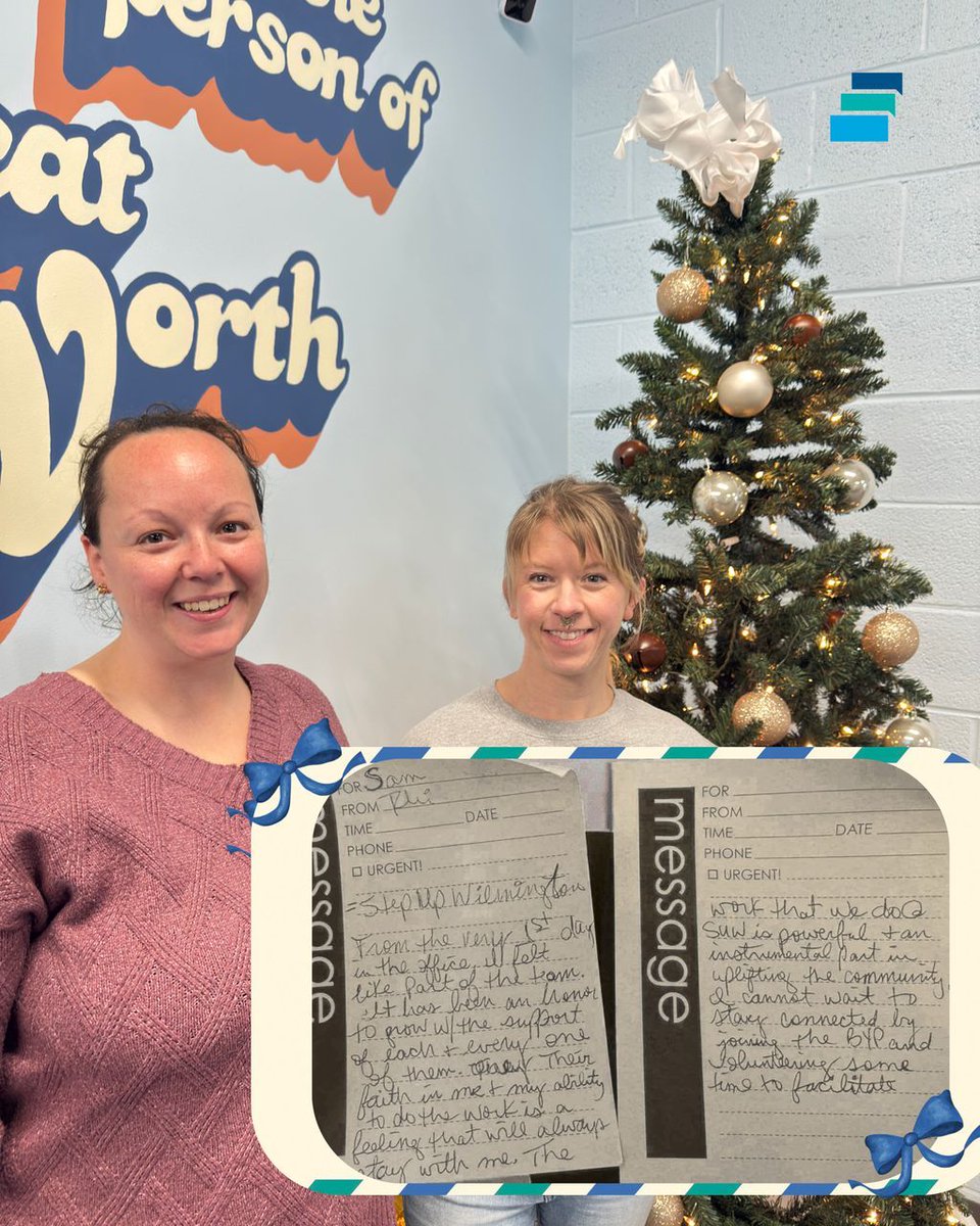 StepUpILM's tweet image. We were truly moved by the words our interns, Ashlie and Rhi, shared as they wrapped up their time with StepUp Wilmington. “Their faith in me &amp;amp; ability to do the work is a feeling that will always stay with me.” Grateful for an incredible community. Happy New Year. 🤍