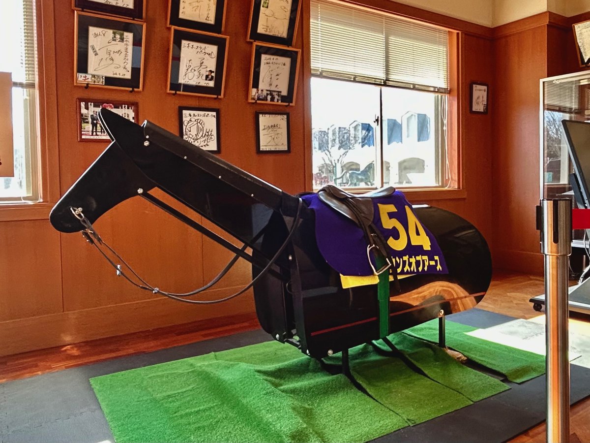 ホースレーシング　藤岡佑介　直筆サイン　ペプチドナイル 藤岡佑介騎手が練習で使用していた木馬が、三木ホースランドパークに