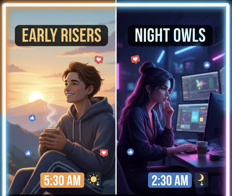 danilobzdok's tweet photo. Chronotypes of people - natural early risers versus born night owls - could be as big as personality types:

https://t.co/8W0zFiJXiV https://t.co/AnskRGW7UL