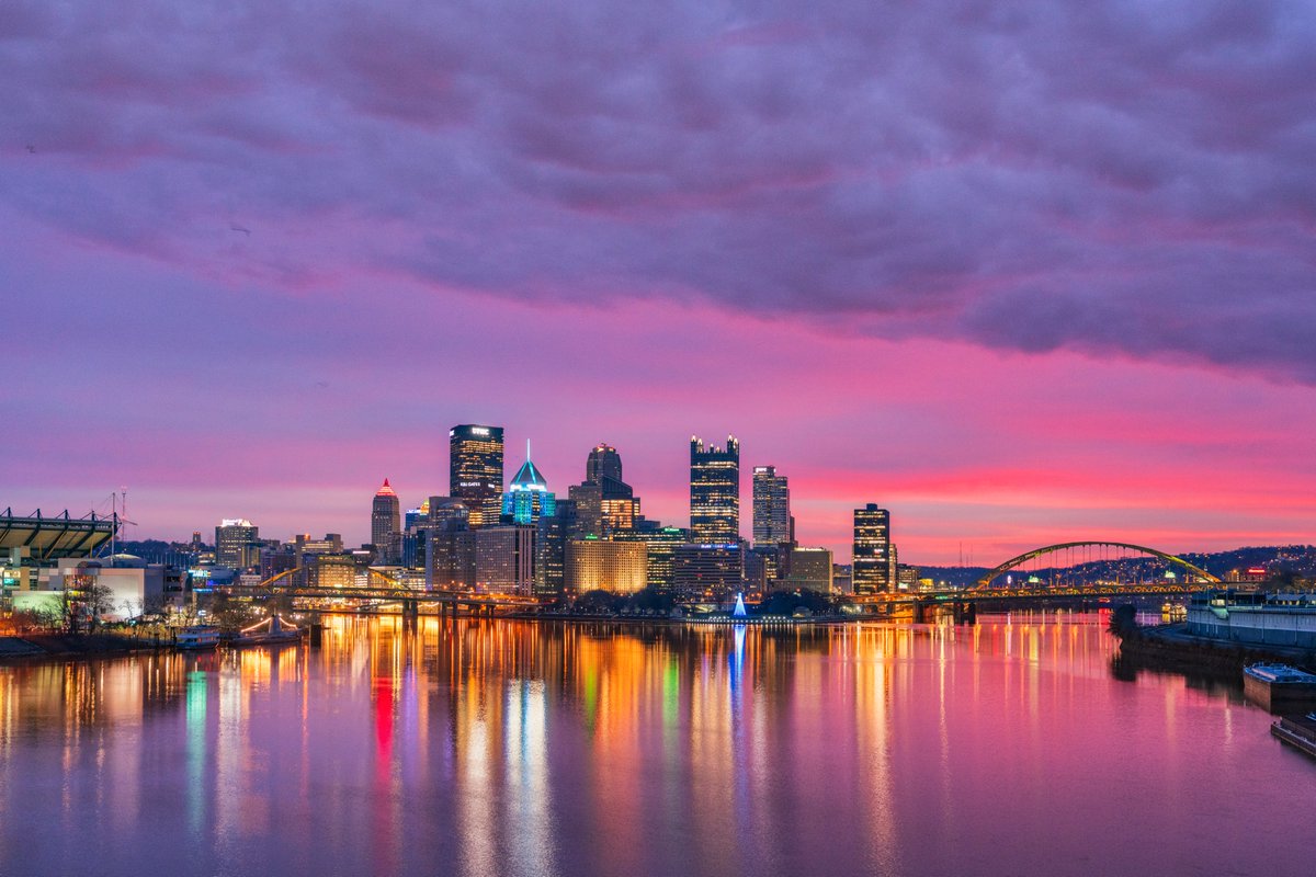 DaveDiCello's tweet image. Another view of that amazing sunrise over #Pittsburgh a few days ago, this time a little bit of a wider view really showcasing how the clouds lit up. Feel like it had been forever since I caught a sunrise like this, so it felt good to be out that day!