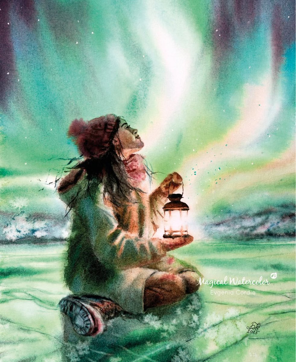 exaclairusa's tweet image. 🏮A lantern’s warmth meets the magic of the northern lights – part of our #CozyWinter watercolor series.

👉 Art by @magical.watercolor using @BlockxColours watercolor paints, @JacquesHerbinInks Eclat watercolor inks, and @Clairefontaine_finearts Fontaine cold pressed paper