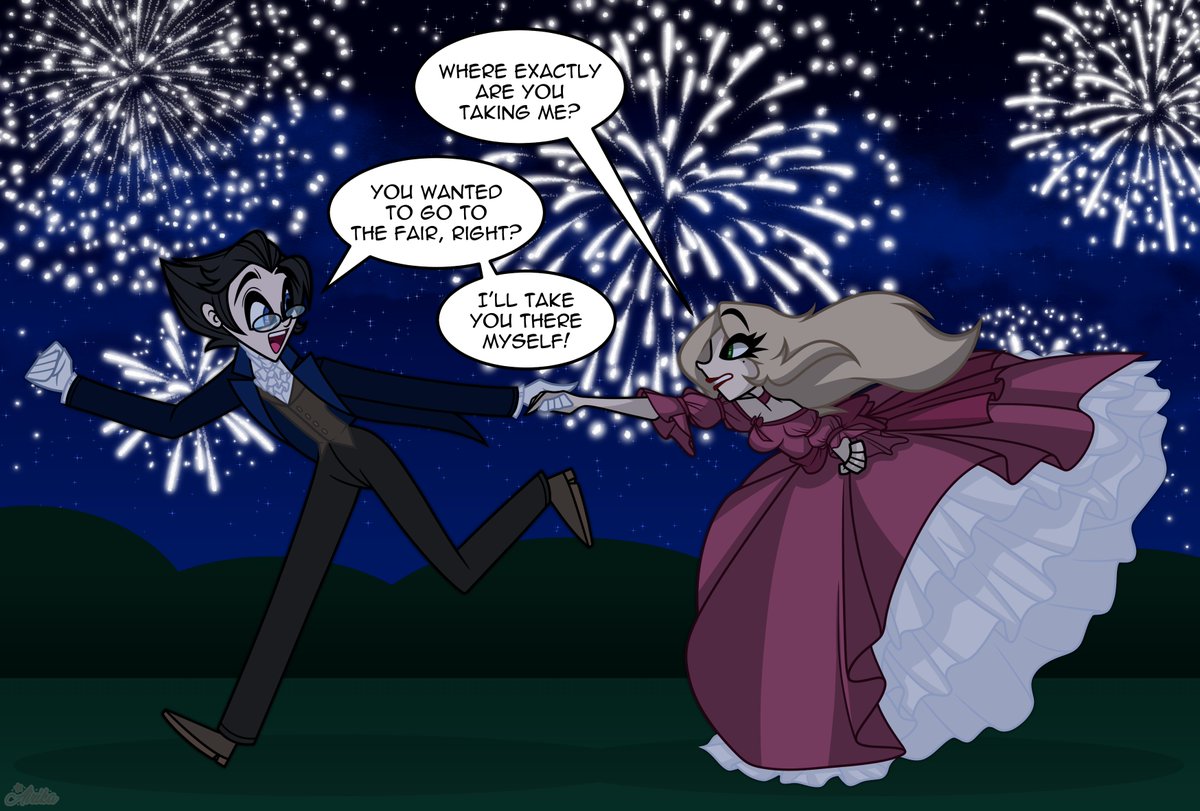 [Human | Alive AU]
New Year's Eve, Victorian Era

Victoria (Aria) has never gone to a fair, less she be swarmed by the press. So Edward decides to take her in secret.

Edward belongs to <a href="/AGrumpyBirb/">♤ 𝐄𝐝𝐰𝐚𝐫𝐝</a> 
#HazbinHotelOC | #HelluvaBossOC | #HHOC | #HBOC | #OC