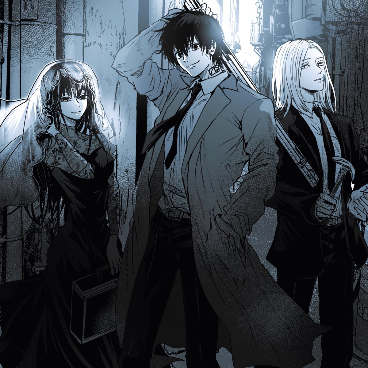 aoooiiroha's tweet image. 路地裏で会ったら怖い三人組