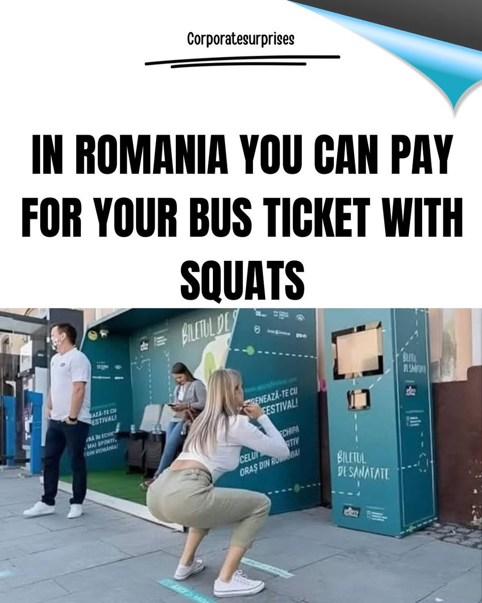 Corpsurprise's tweet photo. A bus ticket usually costs money.
Here, it costs 20 squats.
By turning payment into movement, this city hacked motivation, health, and behavior all at once.
It’s not about saving money.
It’s about making the right choice feel fun.
#MarketingPsychology #BehaviorDesign #PublicInnovation