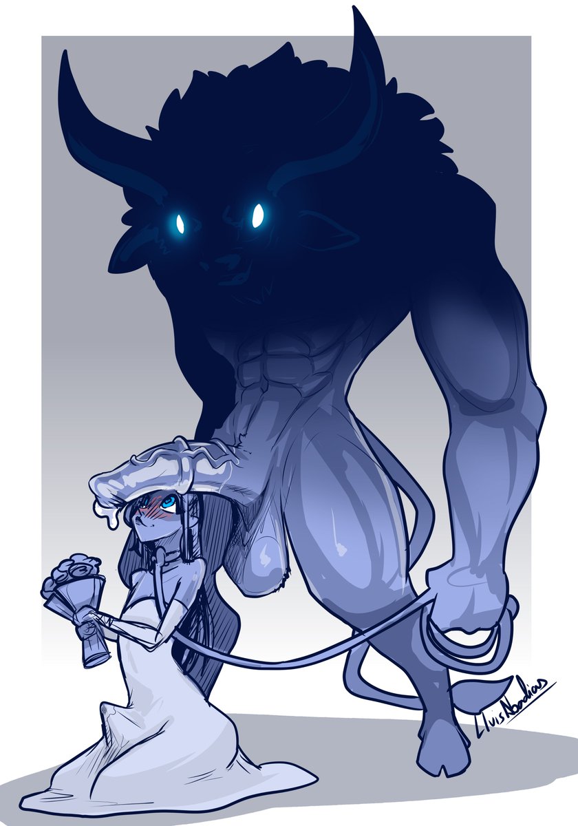 Quick sketch of a minotaur and his boyfriend.