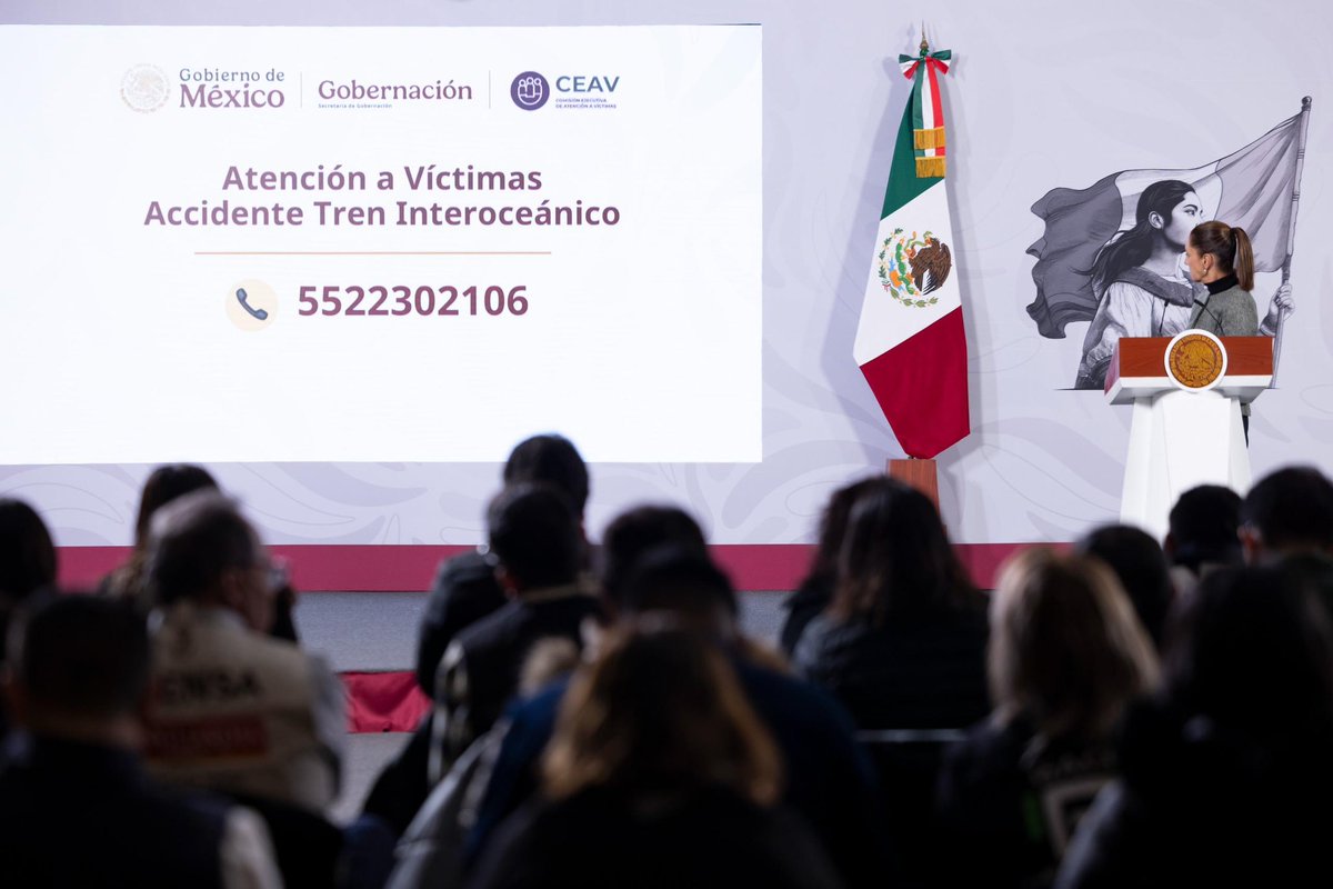 La Presidenta de México <a href="/Claudiashein/">Claudia Sheinbaum Pardo</a>, informó que se trasladará hoy a atender de manera directa a las familias afectadas por el accidente del Tren Interoceánico y aseguró contarán con todo el apoyo del Estado para transitar por este difícil momento de forma menos compleja; a su