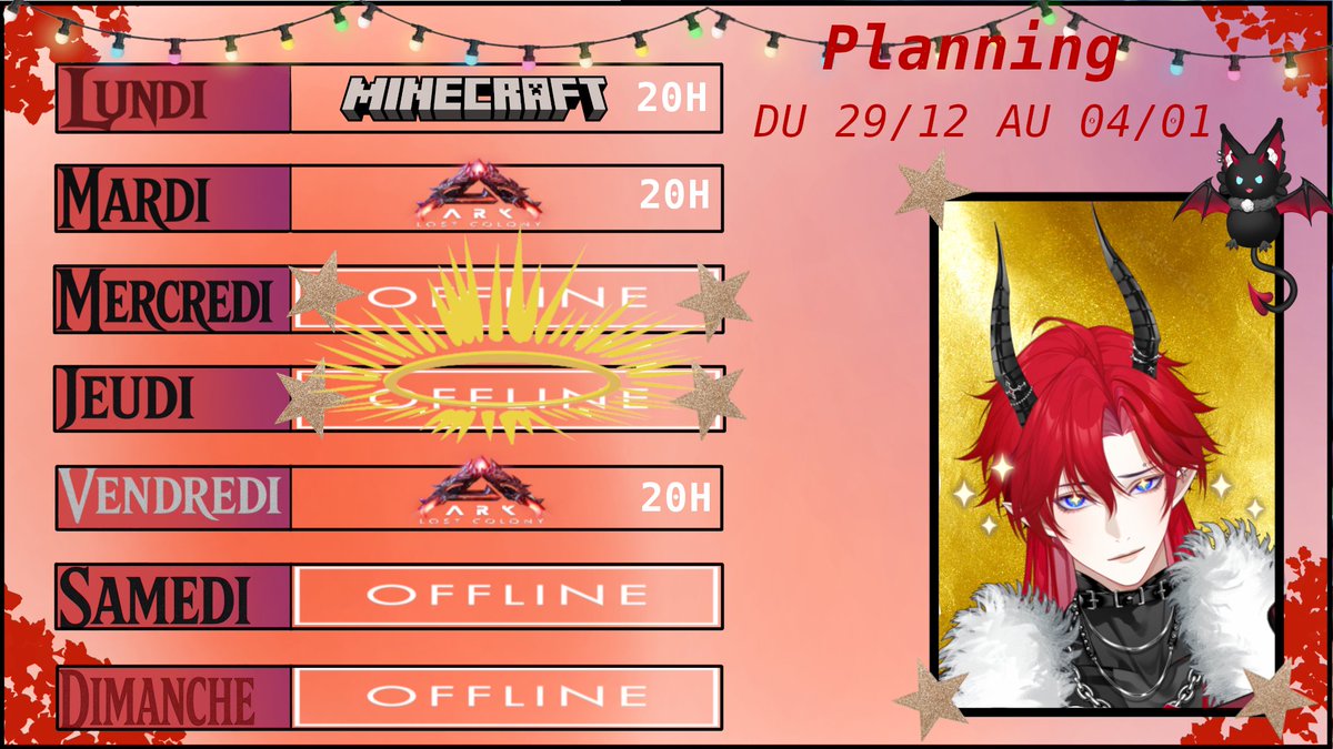 Et Voici Le Planning de la Semaine !!