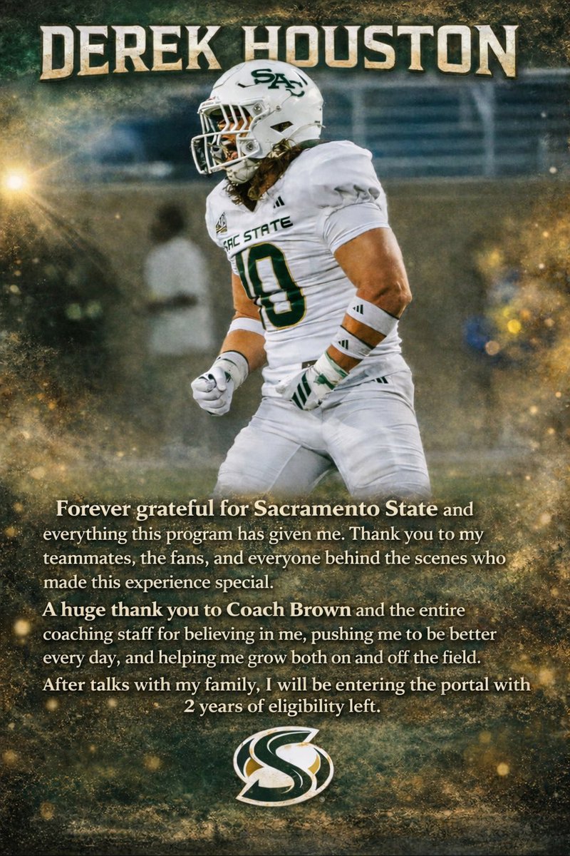 Dhouston2023's tweet image. Thank you Sacramento!!
All Glory To God!!

Team captain as a Sophomore 
99 tackles 8 TFLs 3 sacks 
16 games (8 starts)
2 years of eligibility left