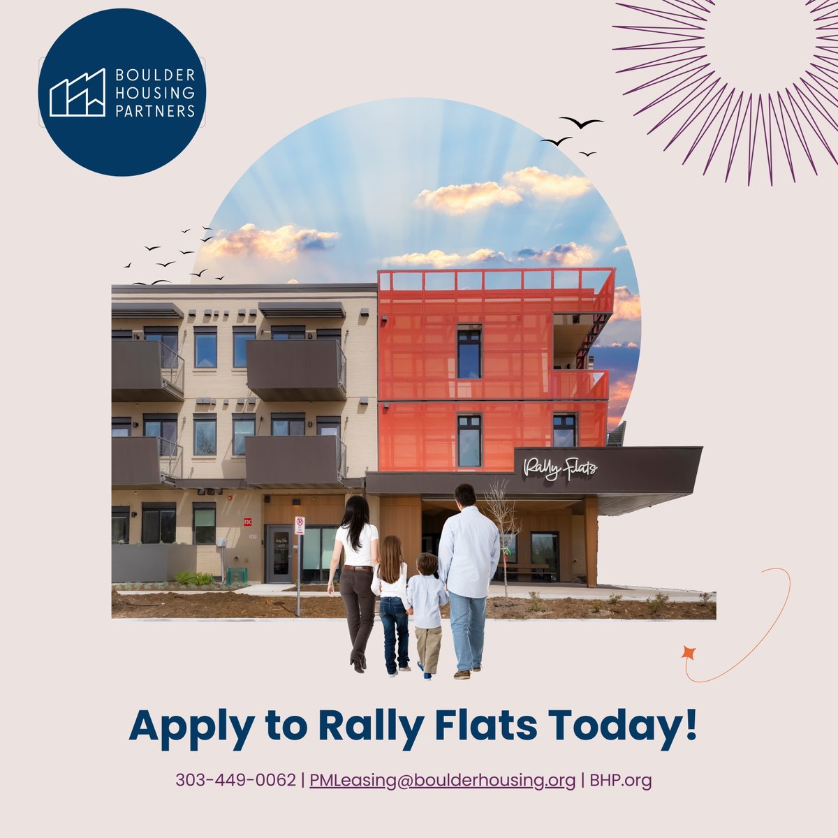 Rally Flats — Right Place. Right Time. Right Home.

Rally Flats is designed for people who want to live close, live comfortably, and live affordably — all in one place.

Learn more or apply: boulderhousing.org/properties/ral…
720-564-4610