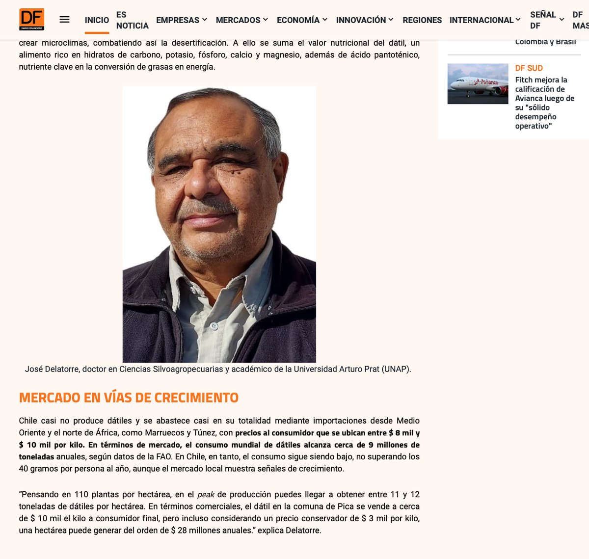 Una apuesta por la diversificación productiva, la sostenibilidad y nuevas oportunidades para el norte de Chile, destacada recientemente en Diario Financiero 📰✨