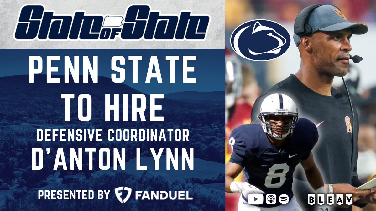 STATEofSTATEpod's tweet image. 🚨NEW EPISODE🚨

&amp;gt;&amp;gt; #PennState is expected to hire USC DC &amp;amp; Nittany Lion letterman D’Anton Lynn as its next defensive coordinator

🎧Apple: podcasts.apple.com/us/podcast/sta…
🎧Spotify: open.spotify.com/show/5tW23bOXn…
📺YouTube: youtube.com/@stateofstate?…

@BleavNetwork @FanDuel #STATEofSTATE