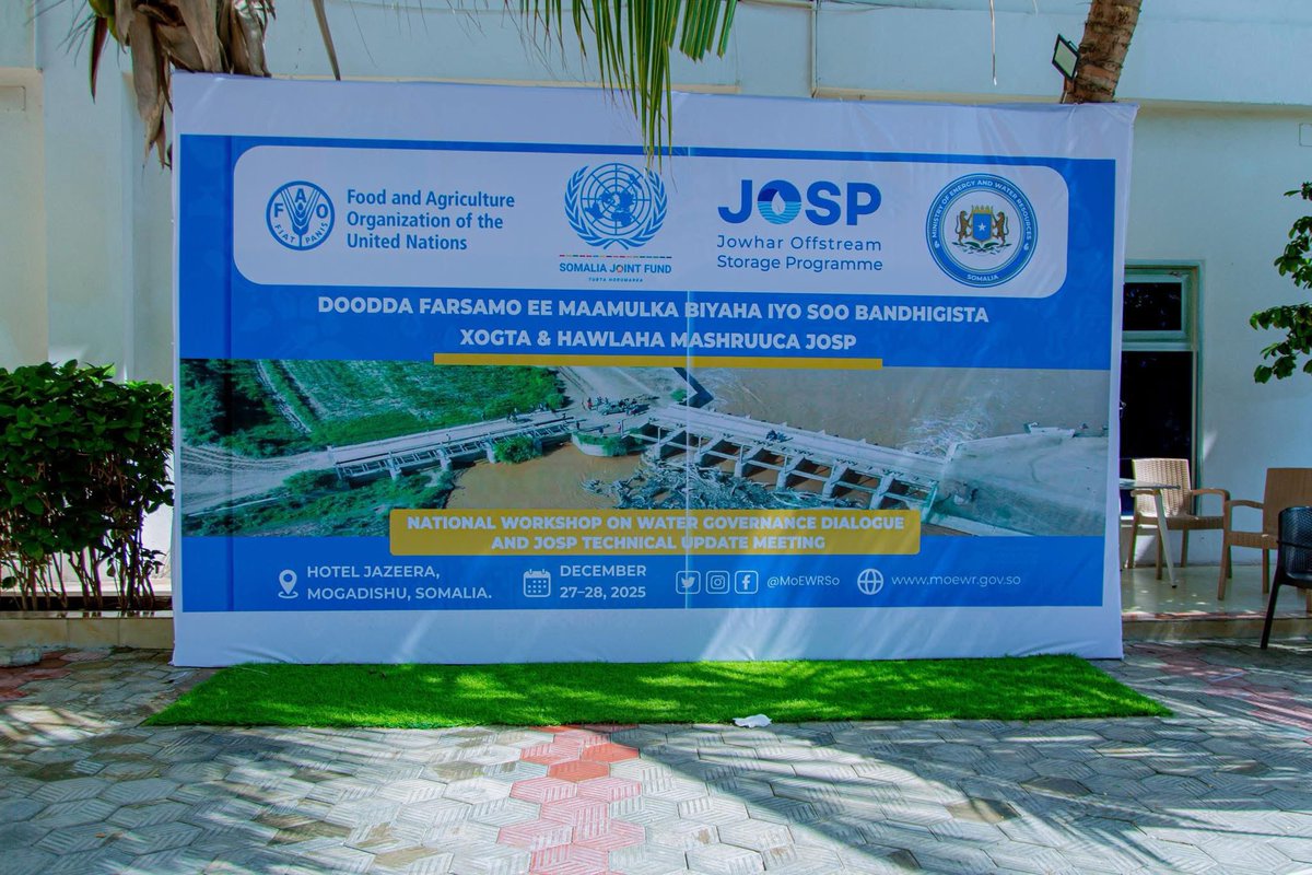 MoEWRSo's tweet photo. 1/4 🧵Exciting Technical Dialogues in Water Resource Governance & Re-structuring of JOSP Program📢
@MoEWRSo in collaboration with @FAOSomalia, has successfully wrapped up 2-days of intensive technical meetings.
#JOSP #WaterGovn #ShabelleBasin #Water4Irrigation #Water_Irrigation. https://t.co/lu9U0cPQZI