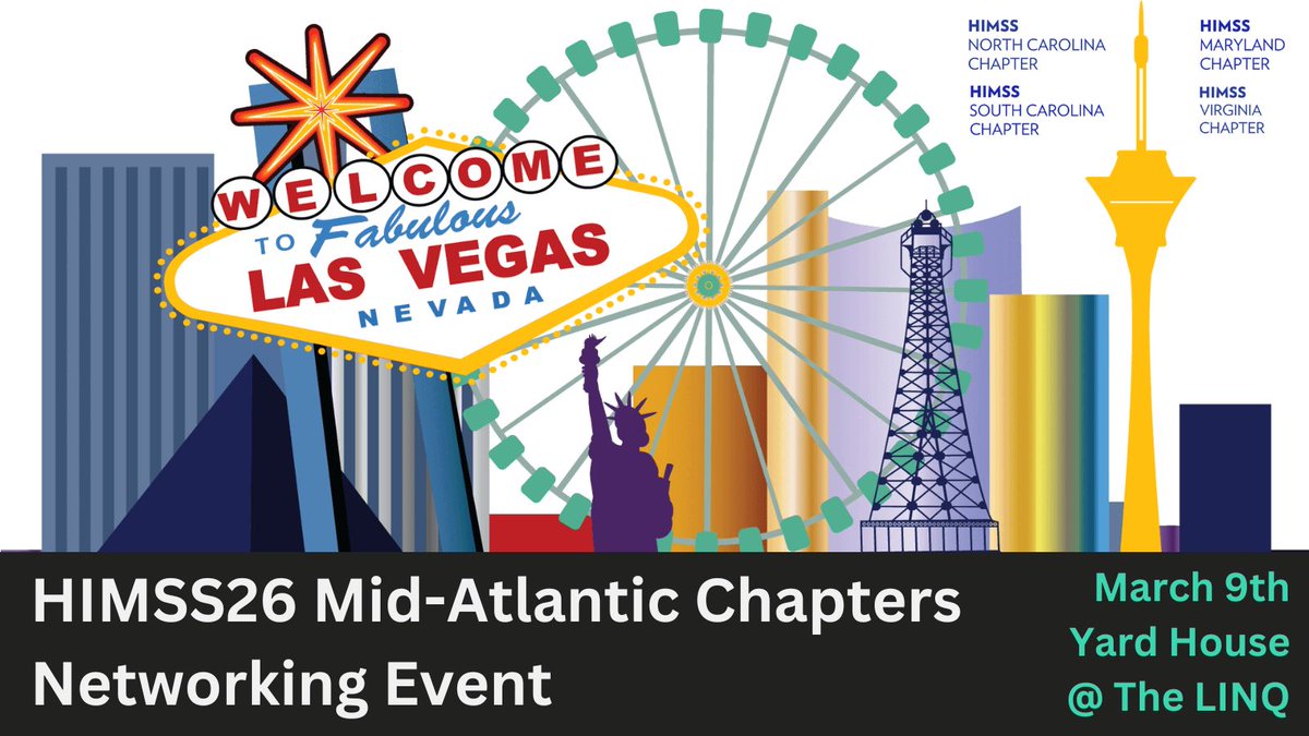 #HIMSS26 will be one of the standout events of 2026. Register now to connect with peers from three other chapters at the Mid-Atlantic Networking Event. Build real relationships, share ideas, and new ways to get involved across the healthcare community. 
maryland.himss.org/events/mid-atl…