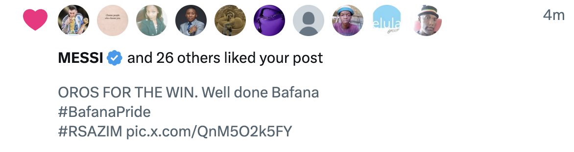 Messi Liked my #BafanaPride post, that means we are winning #AFCON, right?