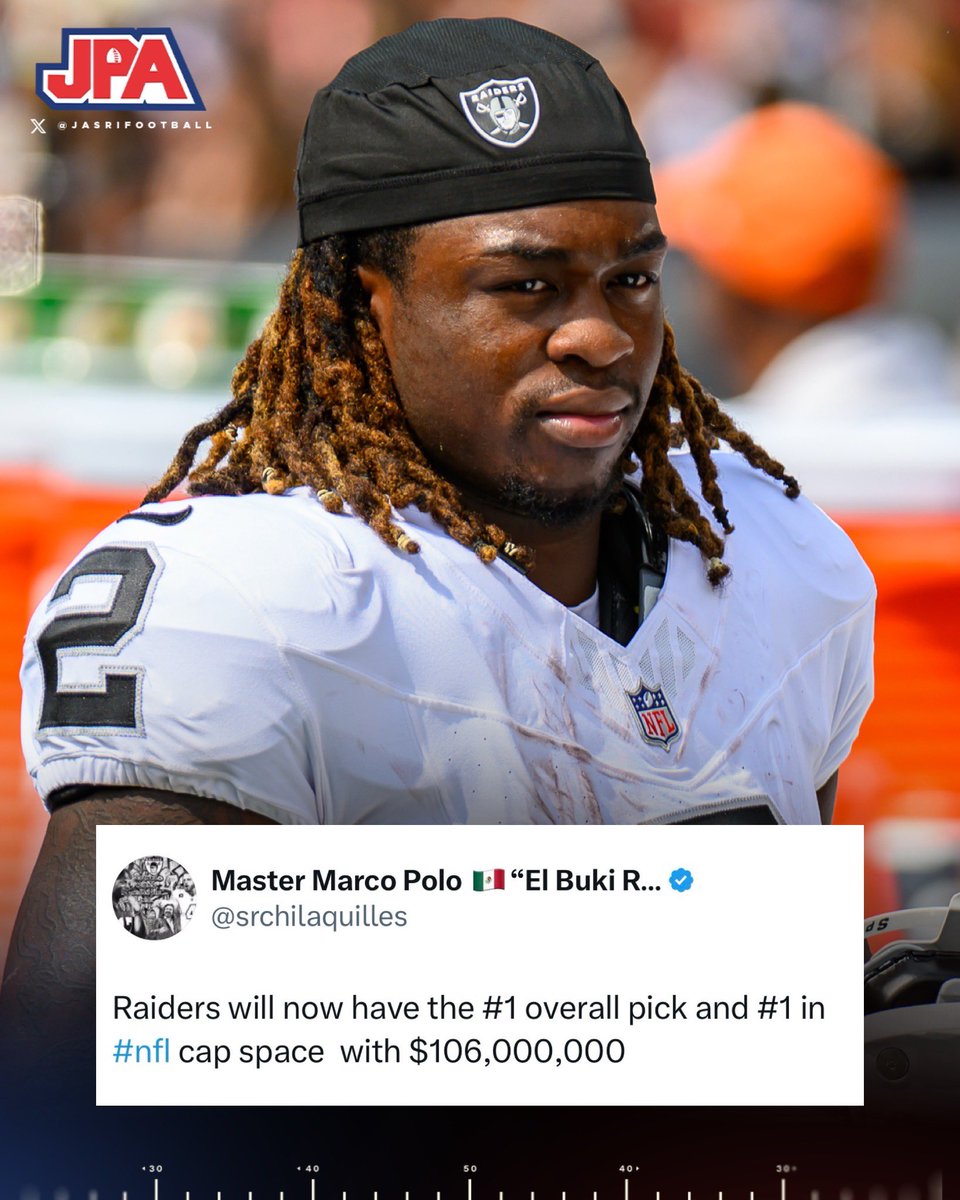 jasrifootball's tweet photo. The Raiders will be loaded with draft picks and salary cap, along with cornerstone players on the roster such as Ashton Jeanty, Brock Bowers and Maxx Crosby. 

Vegas could be the #1 destination for head coaches looking to put their stamp on a franchise. https://t.co/KAaSy9gJaA