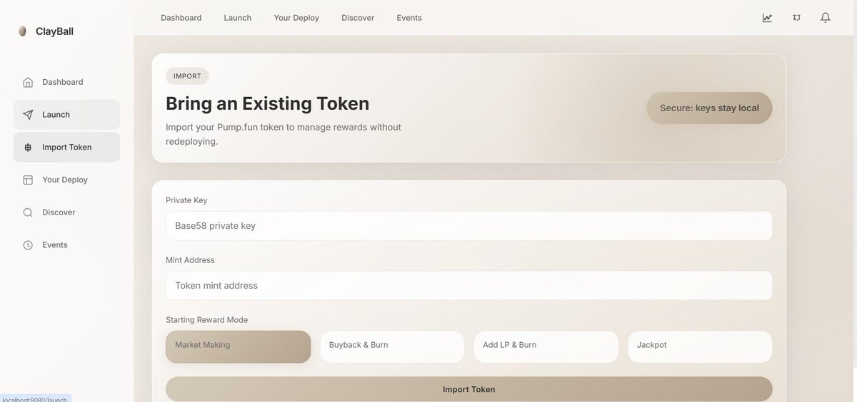 Clay_Solana's tweet image. Clay Dashboard v1.5 is now live.

We’ve added a Migration page for existing pump.fun tokens, allowing projects that already launched on  to seamlessly migrate to Clay and start using the full Clayball ecosystem without redeploying or starting…