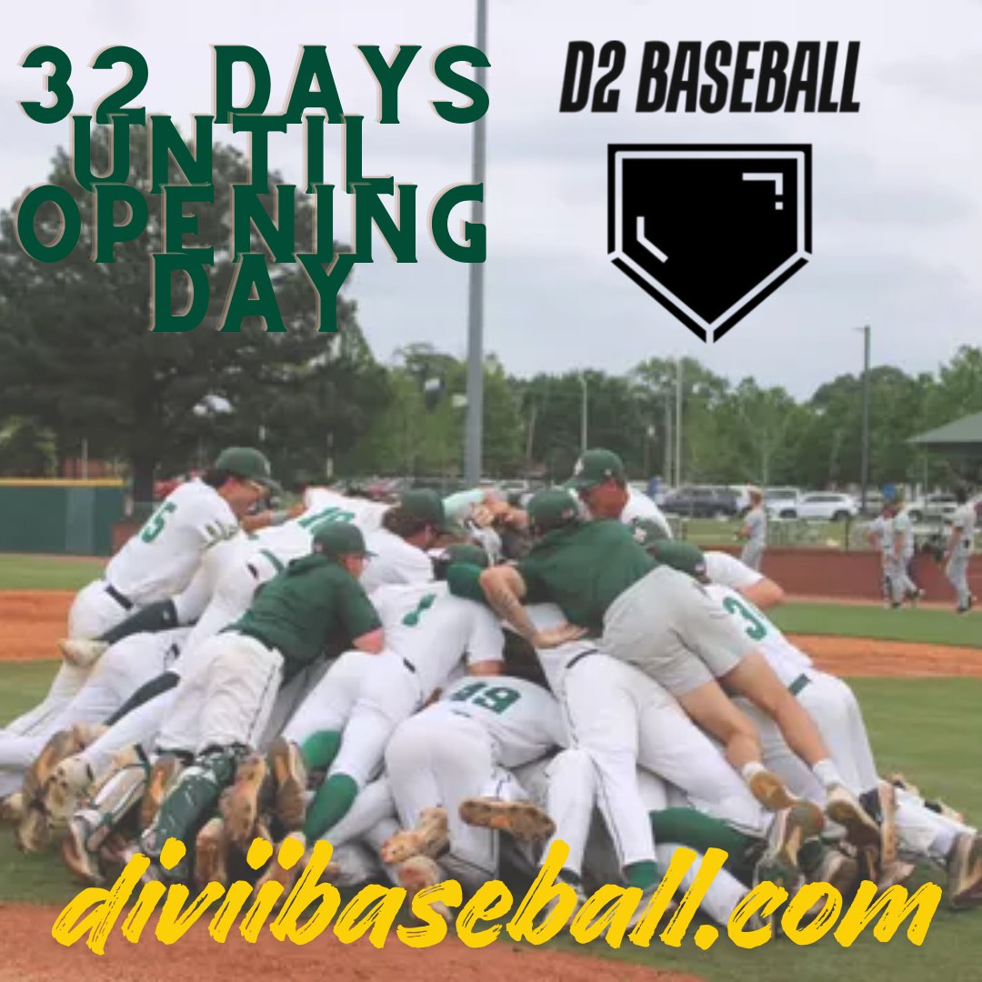 divIIbaseball's tweet image. 32 Days Until Opening Day!

@ATUBaseball defended its @GACAthletics  regular season title, this time winning it outright with a 3⃣2⃣ win season and another regional appearance.

The Wonderboys have won 32+ games in three straight seasons. Will Arkansas Tech go for the three-peat…