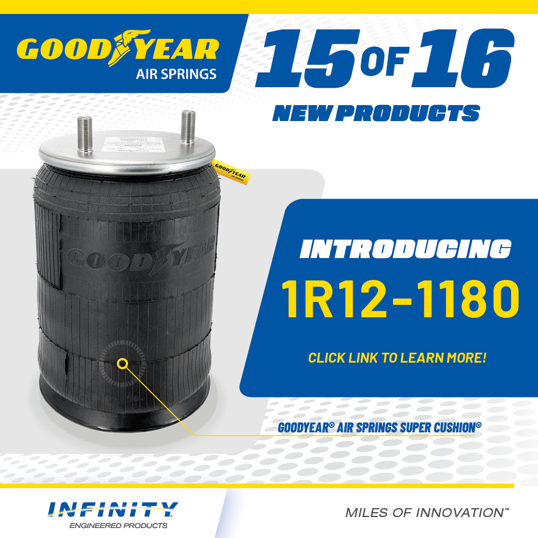GoodyearSprings's tweet photo. INTRODUCING PART NO. 1R12-1180 THE NEW GOODYEAR® AIR SPRINGS SUPER CUSHION®

https://t.co/Ips56fFl7E

#GoodyearAirSprings #GoodyearAirSpringsLaunch #NewGoodyearProducts #HeavyDutyInnovation #CommercialTrucking #OEMQuality #BuiltForTheLongHaul https://t.co/rNoTT5WwDk