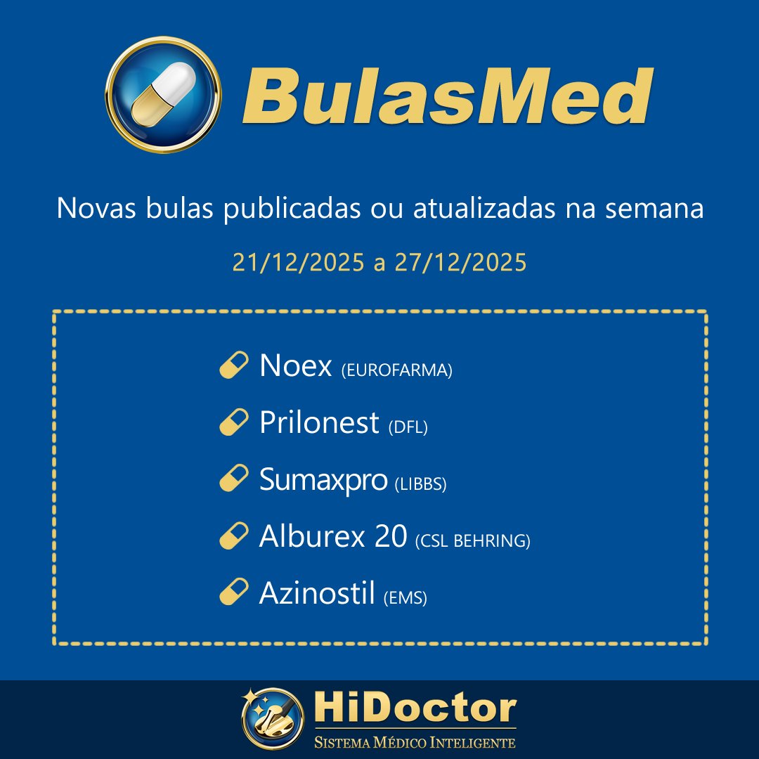 BulasMed's tweet image. Novas bulas publicadas ou atualizadas na semana!

Veja mais: bulas.med.br

#Bulas #Medicamentos