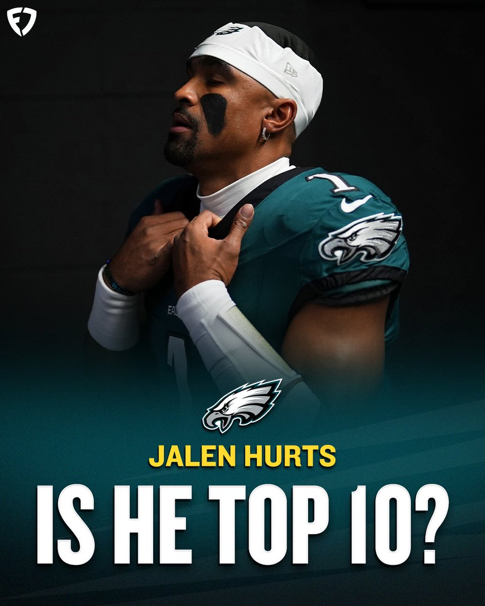 FanDuel's tweet image. Is Jalen Hurts a top 10 QB? 👀

❤️ for YES
🔁 for NO

#NFL | #FlyEaglesFly