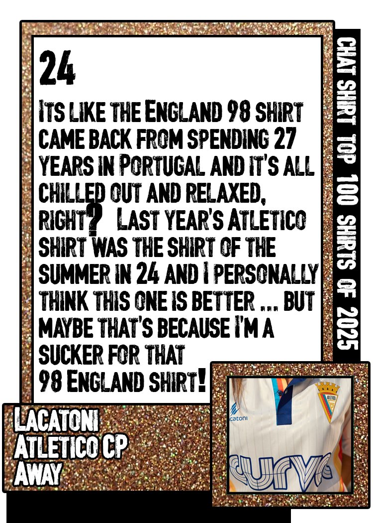 <a href="/adidasfootball/">adidas Football</a> <a href="/ServetteFC/">Servette FC</a> <a href="/FCBayern/">FC Bayern München</a> <a href="/mizuno/">MIZUNO （ミズノ株式会社）</a> <a href="/FCAugsburg/">FC Augsburg</a> <a href="/nikefootball/">Nike Football</a> <a href="/FFF/">FFF</a> <a href="/Jumpman23/">Jordan</a> <a href="/PSG_inside/">Paris Saint-Germain</a> <a href="/hummel1923/">hummel</a> <a href="/SunderlandAFC/">Sunderland AFC</a> <a href="/Keukamx/">Keuka</a> <a href="/LeonesNegrosCF/">Leones Negros de la UdeG</a> <a href="/umbro/">Umbro</a> <a href="/estrelamadora/">CF Estrela da Amadora</a> <a href="/MacronSports/">Macron</a> <a href="/AJA/">AJ Auxerre</a> <a href="/BCFC/">Birmingham City FC</a> <a href="/hearts_sc/">Portland Hearts of Pine</a> <a href="/InterMiamiCF/">Inter Miami CF</a> <a href="/CBF_Futebol/">brasil</a> <a href="/inariasoccer/">INARIA</a> <a href="/GoBallardFC/">Ballard FC</a> <a href="/JomaSport/">Joma Sport</a> <a href="/BrentfordFC/">Brentford FC</a> <a href="/ezeta/">ezeta</a> <a href="/sorrentocalcio/">Sorrento Calcio 1945</a> <a href="/equipedefranceF/">Equipe de France Féminine</a> <a href="/KappaItalia/">Kappa Italia</a> <a href="/GenoaCFC/">Genoa CFC</a> <a href="/pumafootball/">PUMA Football</a> <a href="/Palermofficial/">Palermo F.C.</a> <a href="/fckoeln/">1. FC Köln</a> <a href="/Palloliitto/">Suomen Palloliitto</a> <a href="/LFC/">Liverpool FC</a> <a href="/selecaoportugal/">Portugal</a> <a href="/OL/">Olympique Lyonnais</a> <a href="/svenskfotboll/">Svensk Fotboll</a> <a href="/nff_landslag/">Fotballandslaget</a> <a href="/OfficialASRoma/">AS Roma</a> <a href="/FMF/">Federación Mexicana de Futbol</a> <a href="/ManCity/">Manchester City</a> <a href="/KidSuper/">KidSuper</a> <a href="/JimmyCully/">Jay Pearson - Tops of the Kop</a> <a href="/TuFPF/">Federación Peruana de Fútbol</a> <a href="/U_D_Almeria/">UD Almería</a> <a href="/AVFCOfficial/">Aston Villa</a> <a href="/fgfmurray/">Gerzinho</a> 𝗧𝗵𝗲 𝗖𝗵𝗮𝘁 𝗦𝗵𝗶𝗿𝘁 𝗧𝗼𝗽 𝟭𝟬𝟬 𝗦𝗵𝗶𝗿𝘁𝘀 𝗼𝗳 𝟮𝟬𝟮𝟱
24. <a href="/lacatonioficial/">Lacatoni</a> x <a href="/AtleticoCP1942/">Atlético CP</a> Away