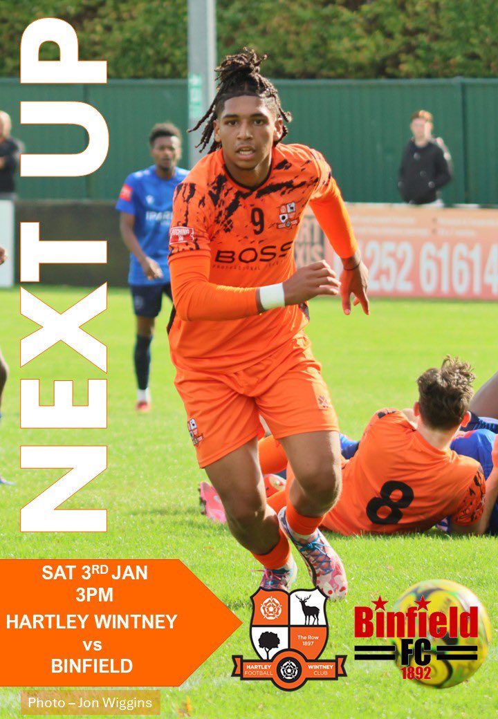Next up….next year⬇️

<a href="/IsthmianLeague/">The Pitching In Isthmian League</a> South Central

<a href="/HartleyFC/">Hartley Wintney FC</a> vs <a href="/Binfieldfc/">Binfield FC</a> 

🗓️Sat 3rd Jan 2026
🕒3pm
📍RG27 8DL
🎟️Adult £12
🎟️Concession £8
🎟️U18 £3
🎟️U12 FOC with paying adult
🧣🧤wear them!

#UTR🧡