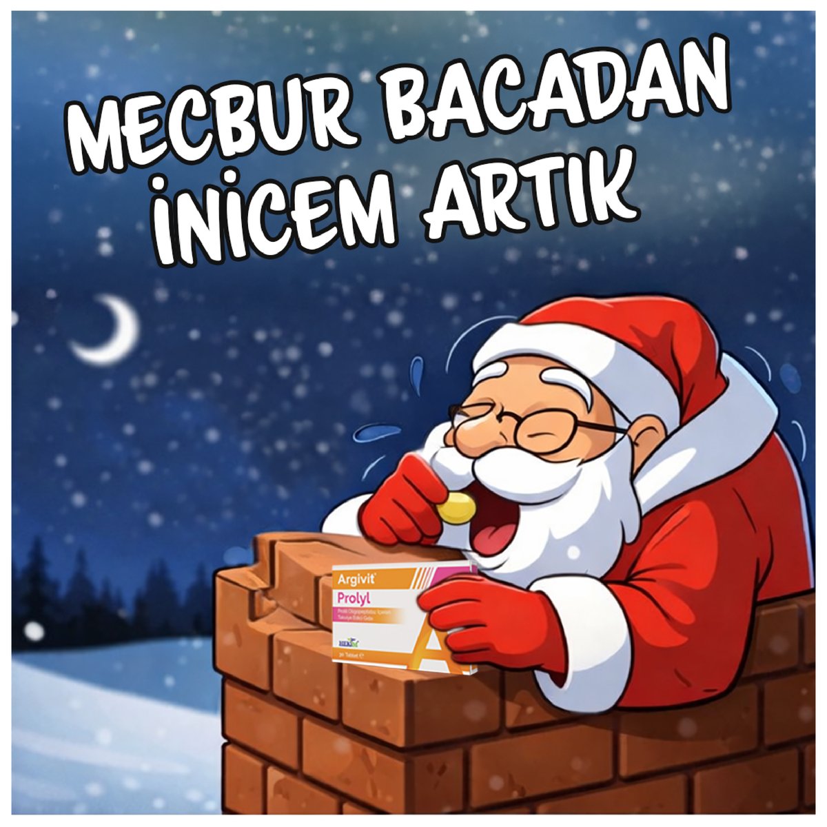 argivit's tweet photo. O devasa yılbaşı sofrasından sonra bacadan girmeyi kim denemek ister? 😅 Biz Noel Baba'ya önceden Argivit Prolyl verdik! Siz de yeni yıla Argivit Prolyl Oligopeptidaz desteğiyle hazırlanın!

#Argivit #YeniYıl #ArgivitProlyl #Oligopeptidaz #2026 https://t.co/O2HDsPcqtv
