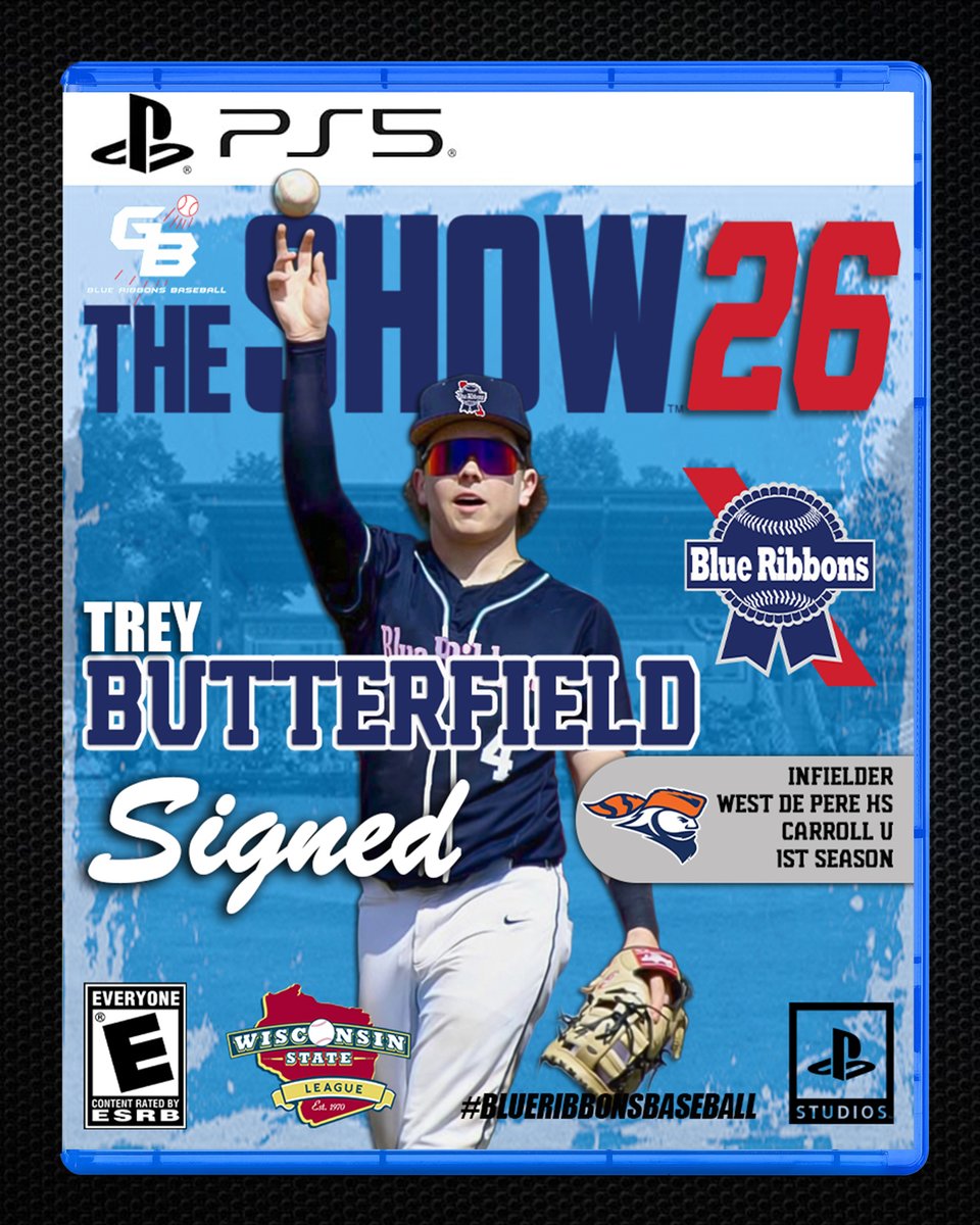 GBBlueRibbons's tweet photo. The Blue Ribbons are pleased to announce the signing of infielder Trey Butterfield for the 2026 season. Currently a freshman at Carroll University, Butterfield graduated from West De Pere High School last spring, and will be making his Green Bay Blue Ribbons debut this summer. https://t.co/JZipYiznA2