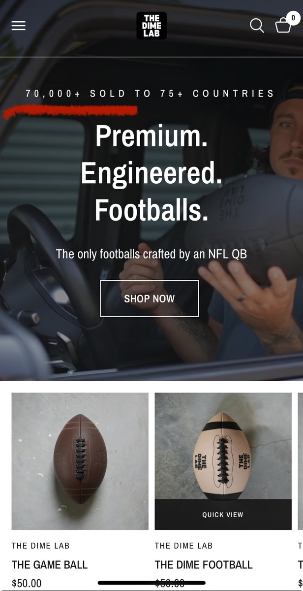 ItsMattBlakely's tweet image. We were at ~50k footballs sold a couple months ago, the last time I updated the website.
Now we’re sitting at 70k.
Still kind of processing how fast this has moved.
@ShopTheDimeLab