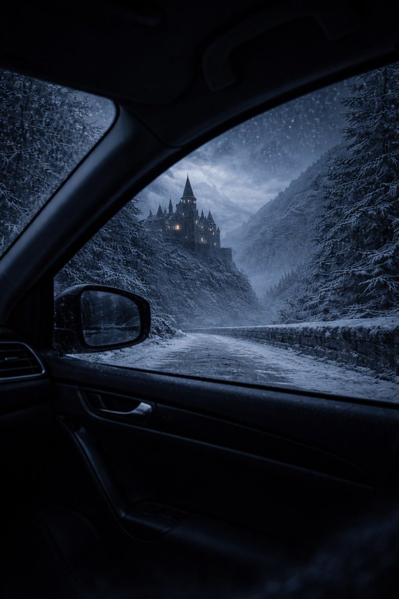 baran_36bb's tweet photo. A silent journey on a winter night.
Fog, snow, and a castle like a dream. 🌨️✨
Don’t forget to like and share. 🤍
#wintervibes #cinematicmood #moodyaesthetic #fantasyland https://t.co/reg0f93Qzx