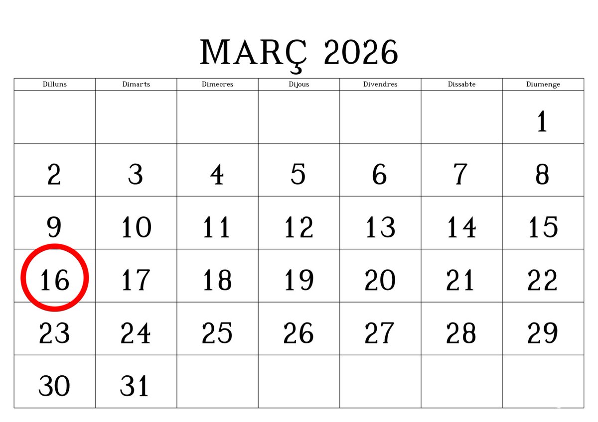 AjuntamentVLC's tweet image. 🆕 El 16 de març de 2026 serà festiu escolar a #València!

@GVAeducacio ha aprovat la proposta del Consell Escolar Municipal.

Així, els dies 16, 17, 18 i 19 de març, a les #Falles26, seràn no lectius 🧨

✍️ Amb esta modificació, l’alumnat finalitzarà el curs el 22 de juny.