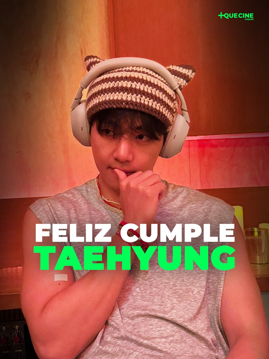 MasQueCineLatam's tweet photo. Army, griten conmigo: ¡Feliz cumpleaños Taehyung! 🎈

#HappyVDay https://t.co/P4HsZJPkoK